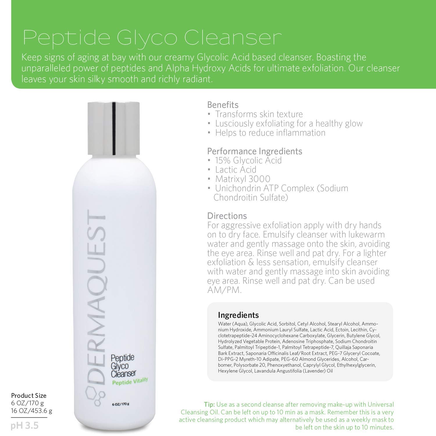 DermaQuest Peptide Glyco Cleanser 6oz