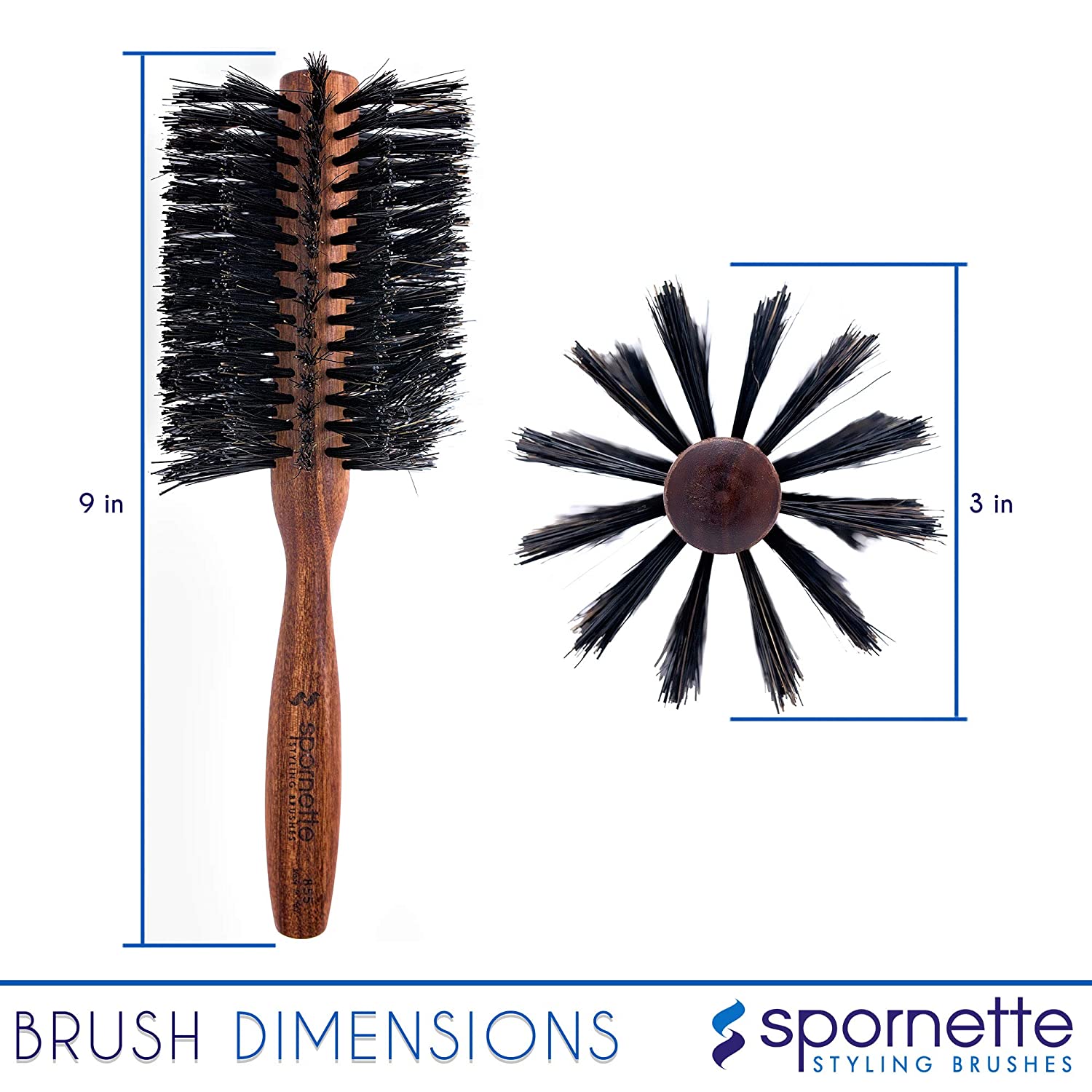 Spornette Italian 3 inch Round Boar Bristle 855