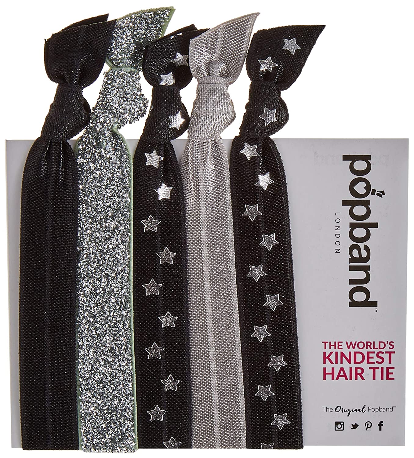 Popband Printed Ponytail Holders Pack of 5