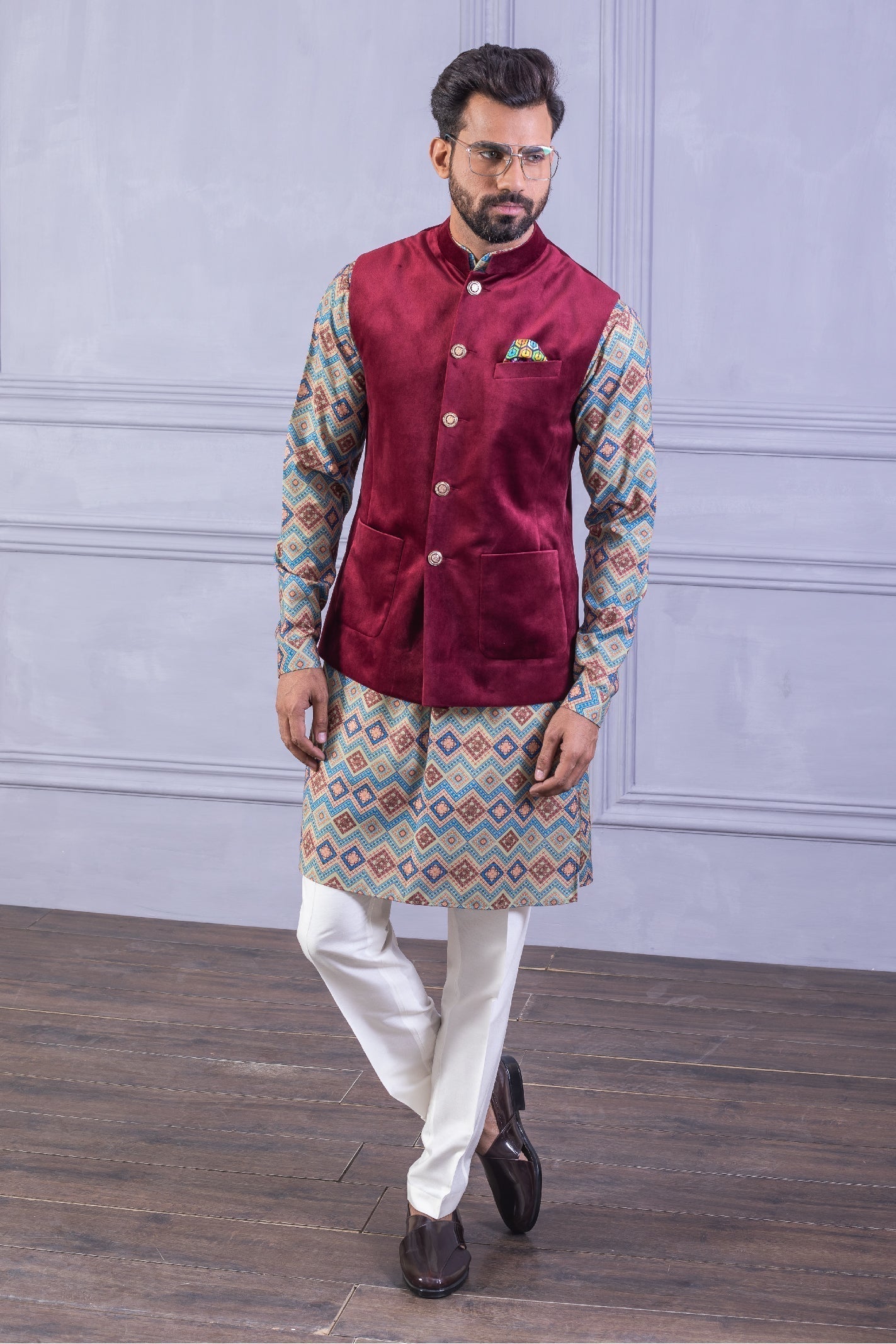 India Floral Black Printed Jacket Black Kurta Pajama for Partywear Wedding  Functions Eid Diwali With Waistcoat Jacket - Etsy