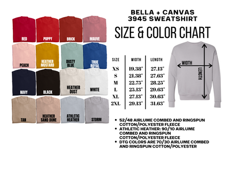 Color and Size Charts – Sweetandsaltees
