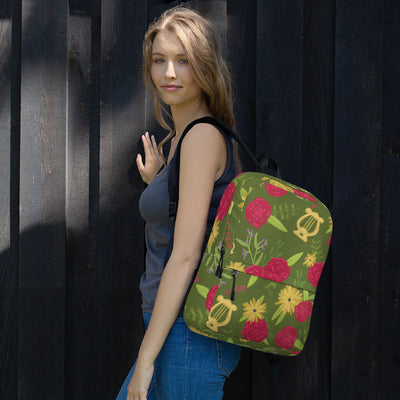 Alpha Chi Omega green floral backpack