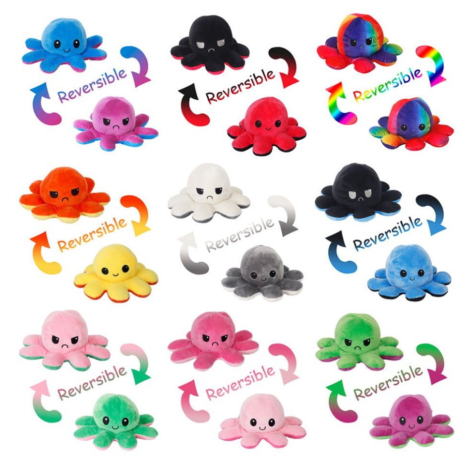 reversible octopus mood plush