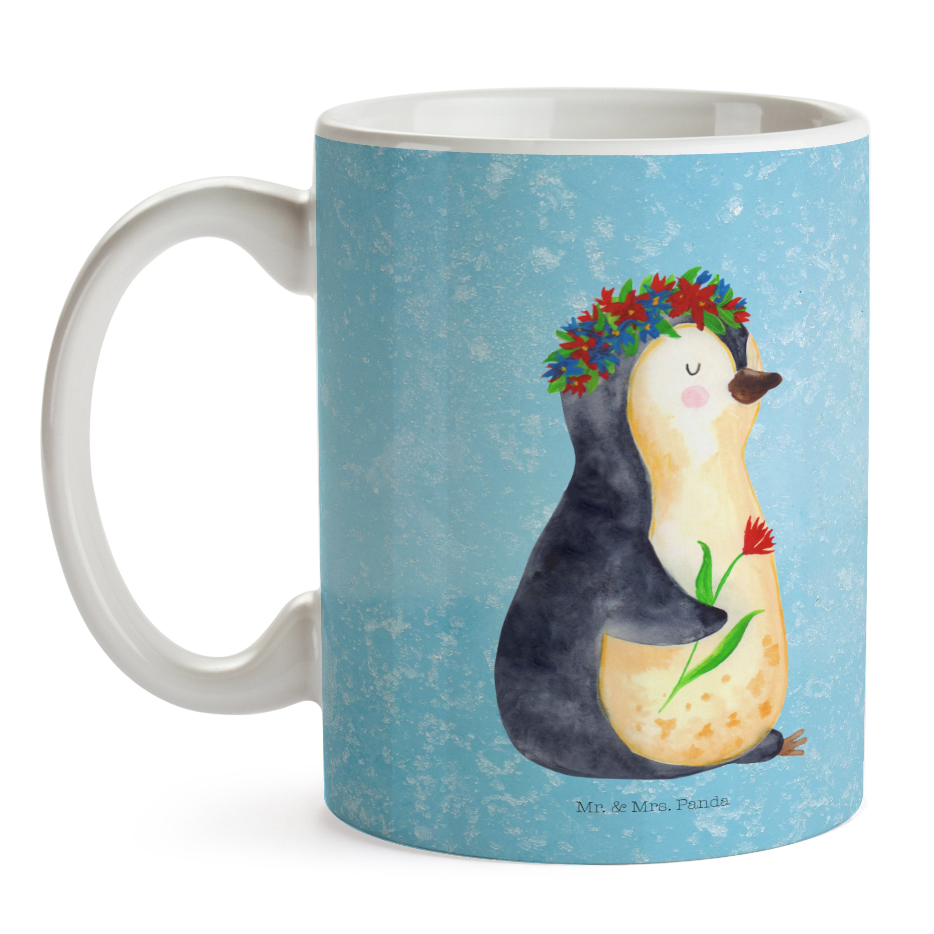 Tasse Pinguin Blumen - Geschenk Kaffeebecher Selbstliebe Geschenk Tasse Pinguine