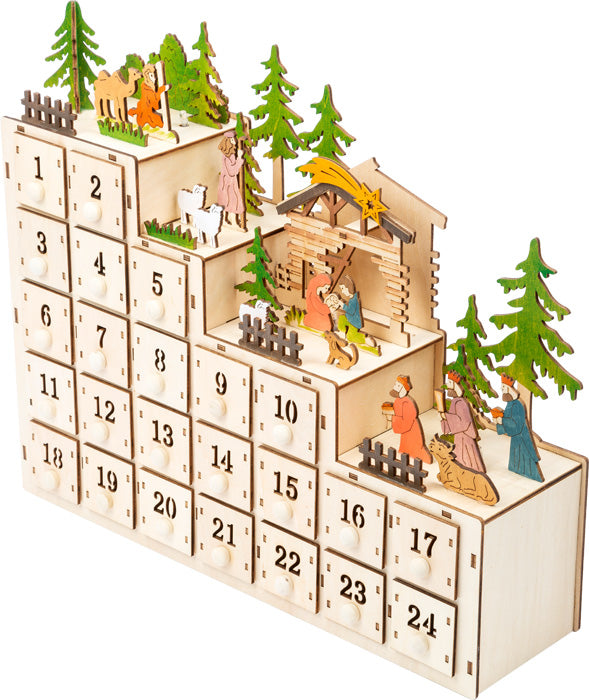 Albero Di Natale In Legno Con Presepe Incorporato.Legler Calendario Dell Avvento Con Presepe Rocketbaby