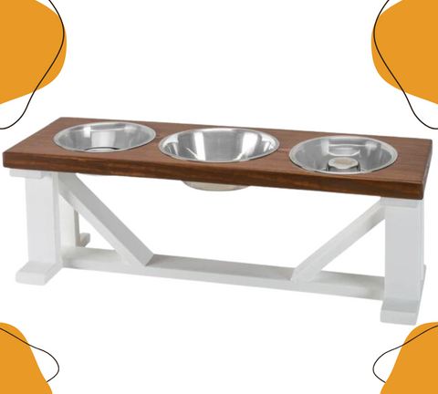 3 Bowl Dog Feeder Stand Best triple diner feeder-Slow Feeder Bowl