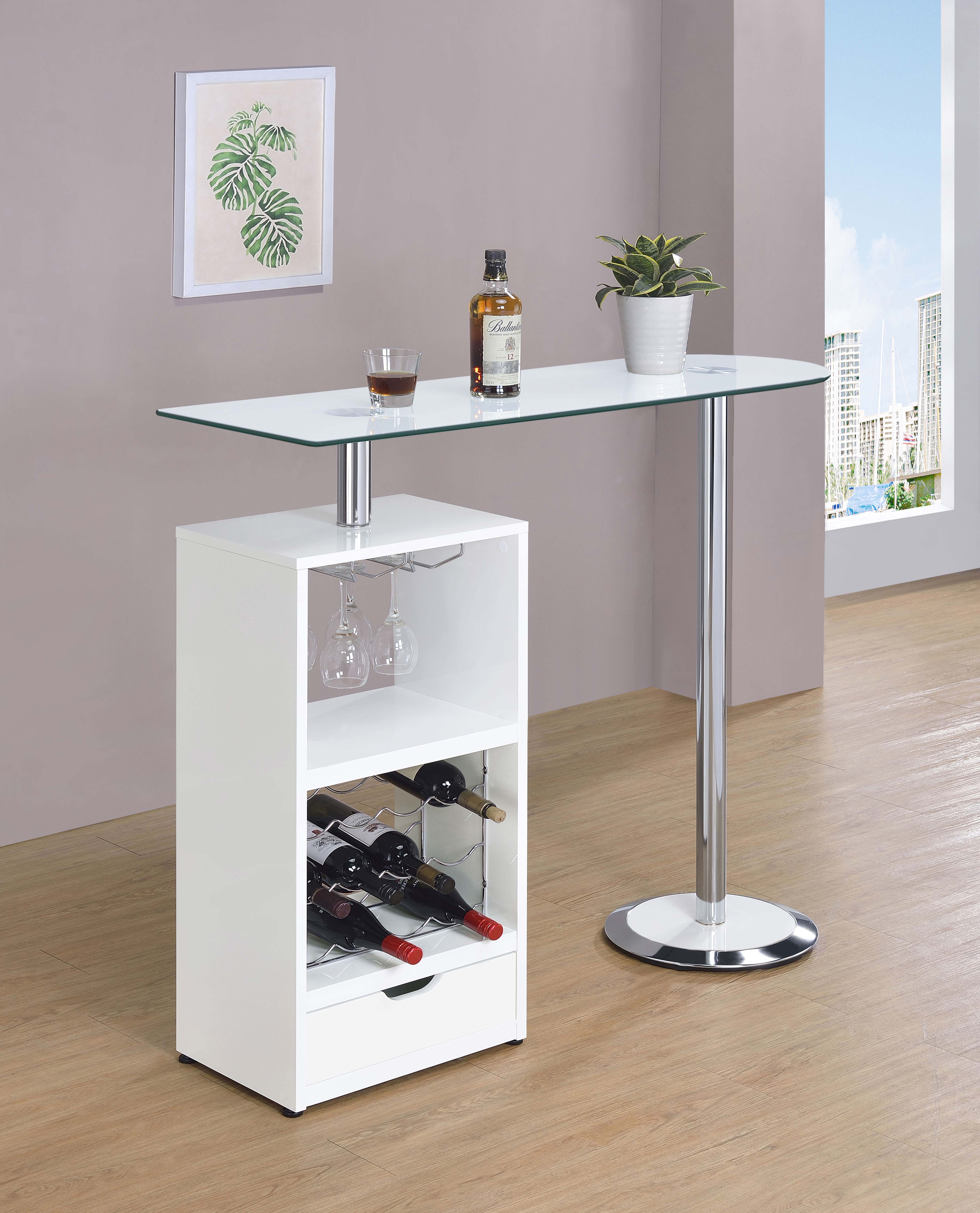 Koufax 1-Drawer Bar Table Glossy White