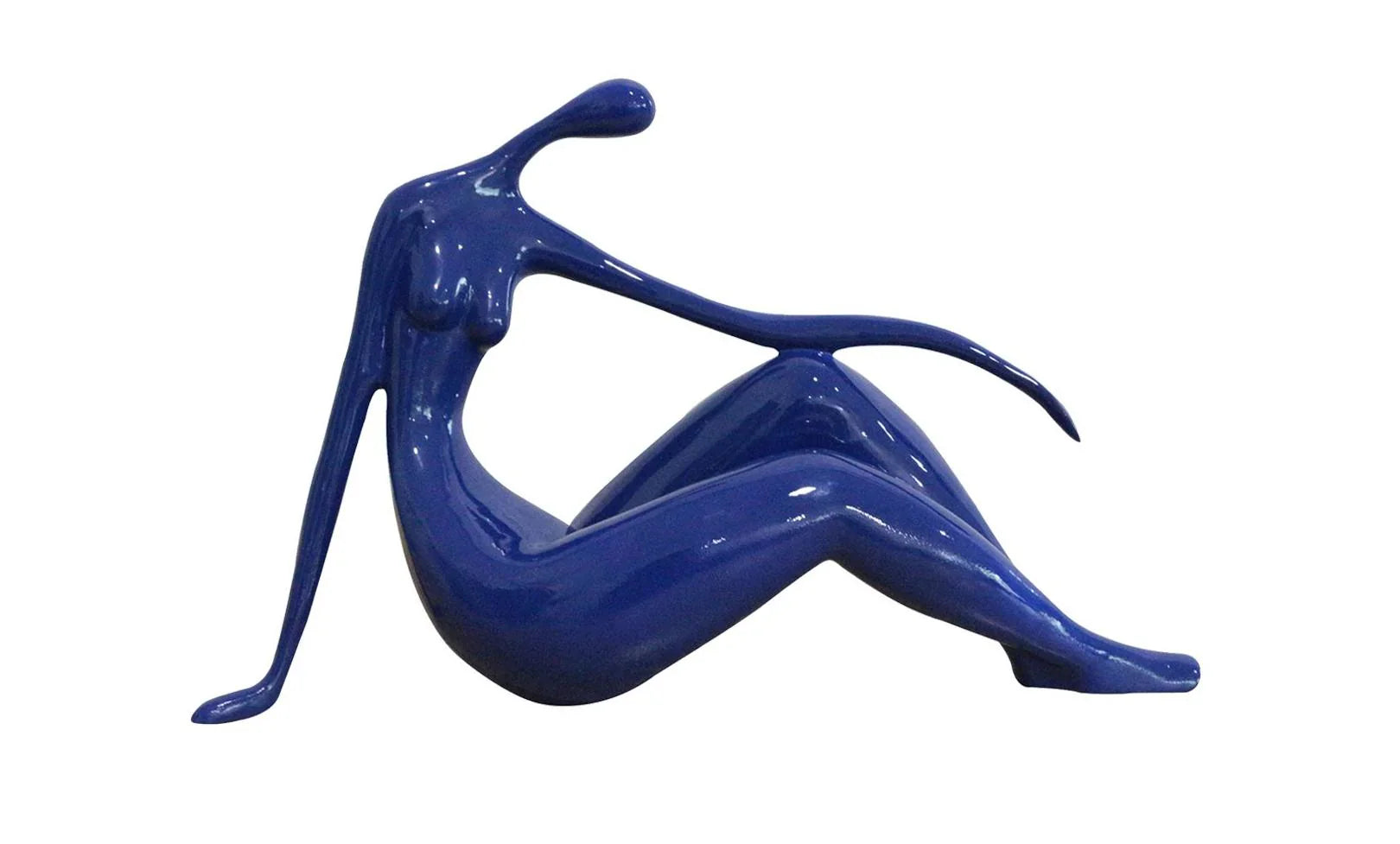 Large Sculpture of a Woman in a Relaxed Sitting Back Pose