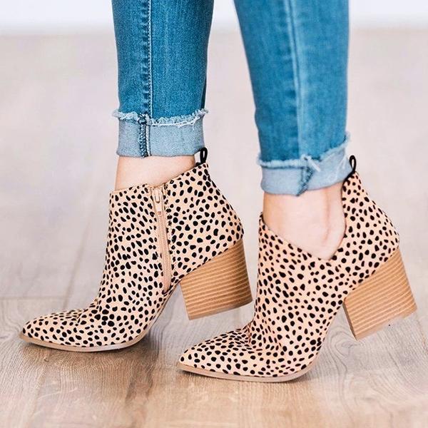 Fashion Stylish Pointed Toe Leopard Booties – hottynova