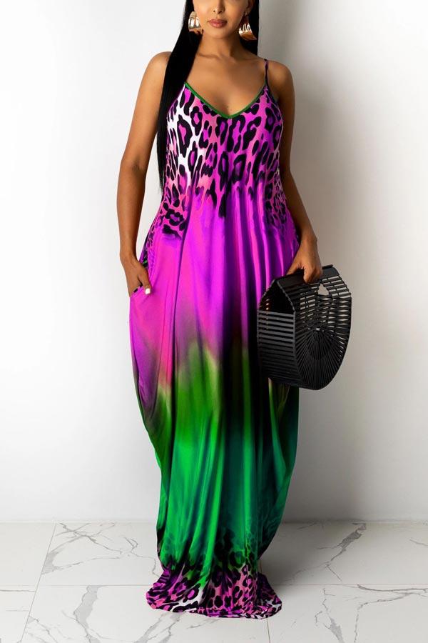 Fashion Leopard Print Pocket Maxi Dress – hottynova
