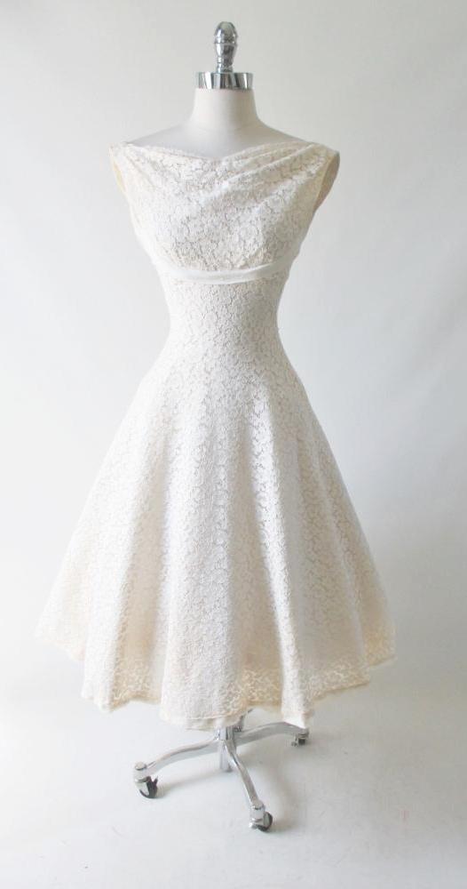 white 50's wedding dress