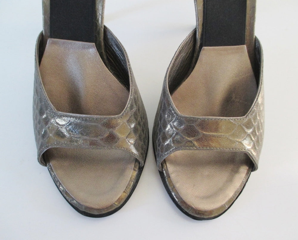 Vintage Golden Bronze Snakeskin Springolators Heels Shoes 7 – Bombshell ...