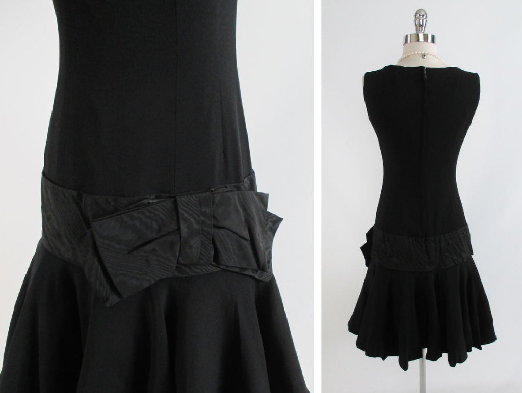Vintage Black Dropped Waist Evening Cocktail Party Dress XS – Bombshell ...