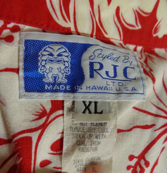 Vintage RJC Red Classic Hibiscus Print Hawaiian Shirt 47 – Bombshell ...
