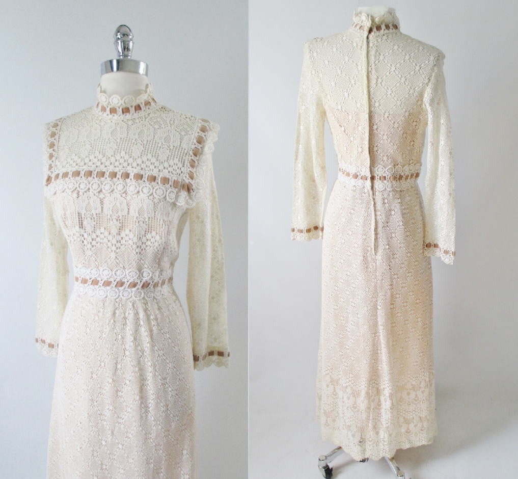 vintage lace maxi dress