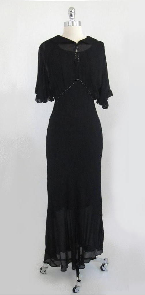 30's 40's Silver Screen Starlet Vintage Inspired Sheer Black Rayon ...