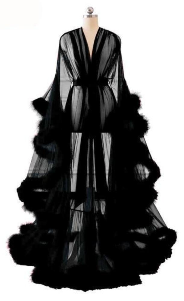 sheer marabou jumpsuit