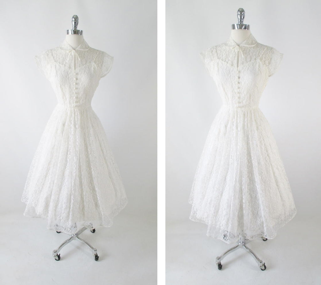 vintage 50s white dress