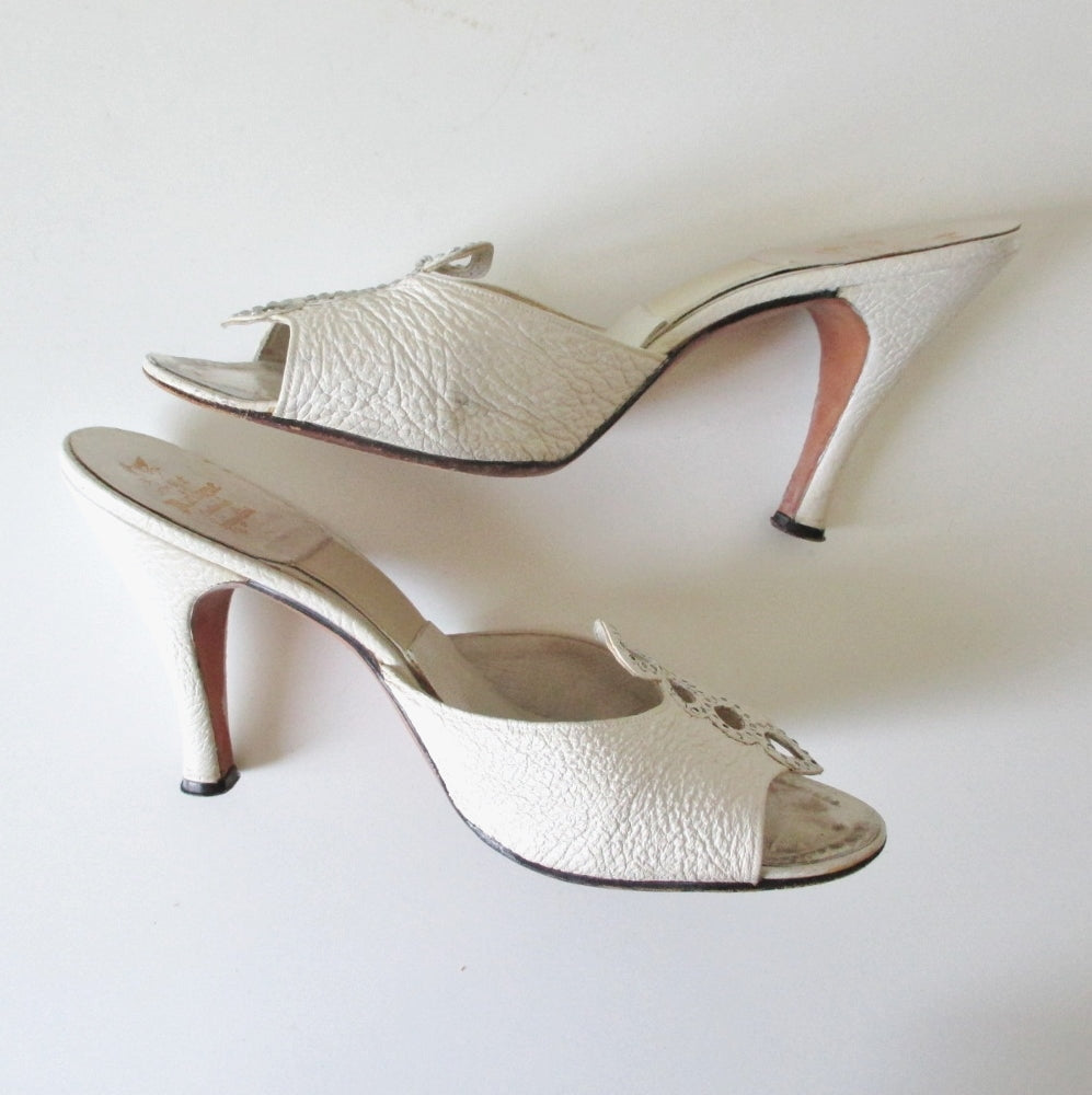 Vintage 50s White Springolator Heels Shoes 8 – Bombshell Bettys Vintage