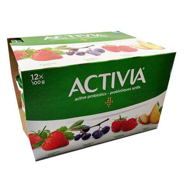 Activia Yogurt With Probiotics, Strawberry Flavour - 12x100.0 g