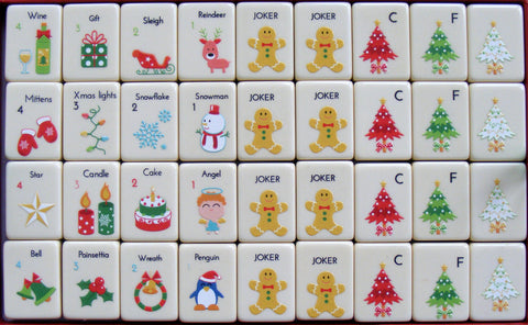 mahjong set designed by Alex Chang. Mahjong Tiles christmas themed.