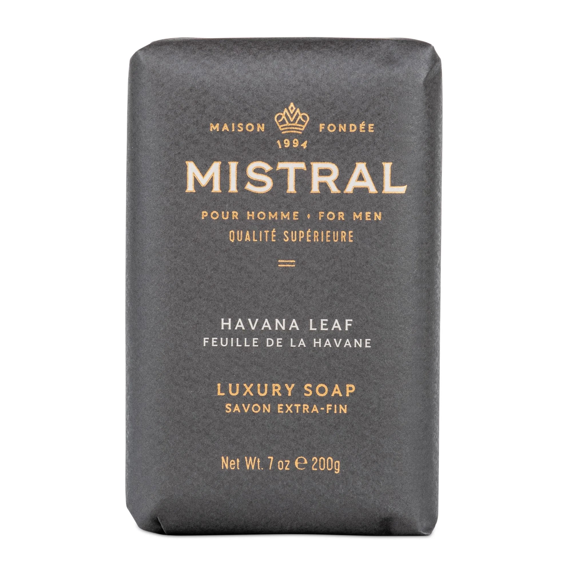 Mistral Men's Luxury French Bar Soap 7oz 200g - Alpine Brandy