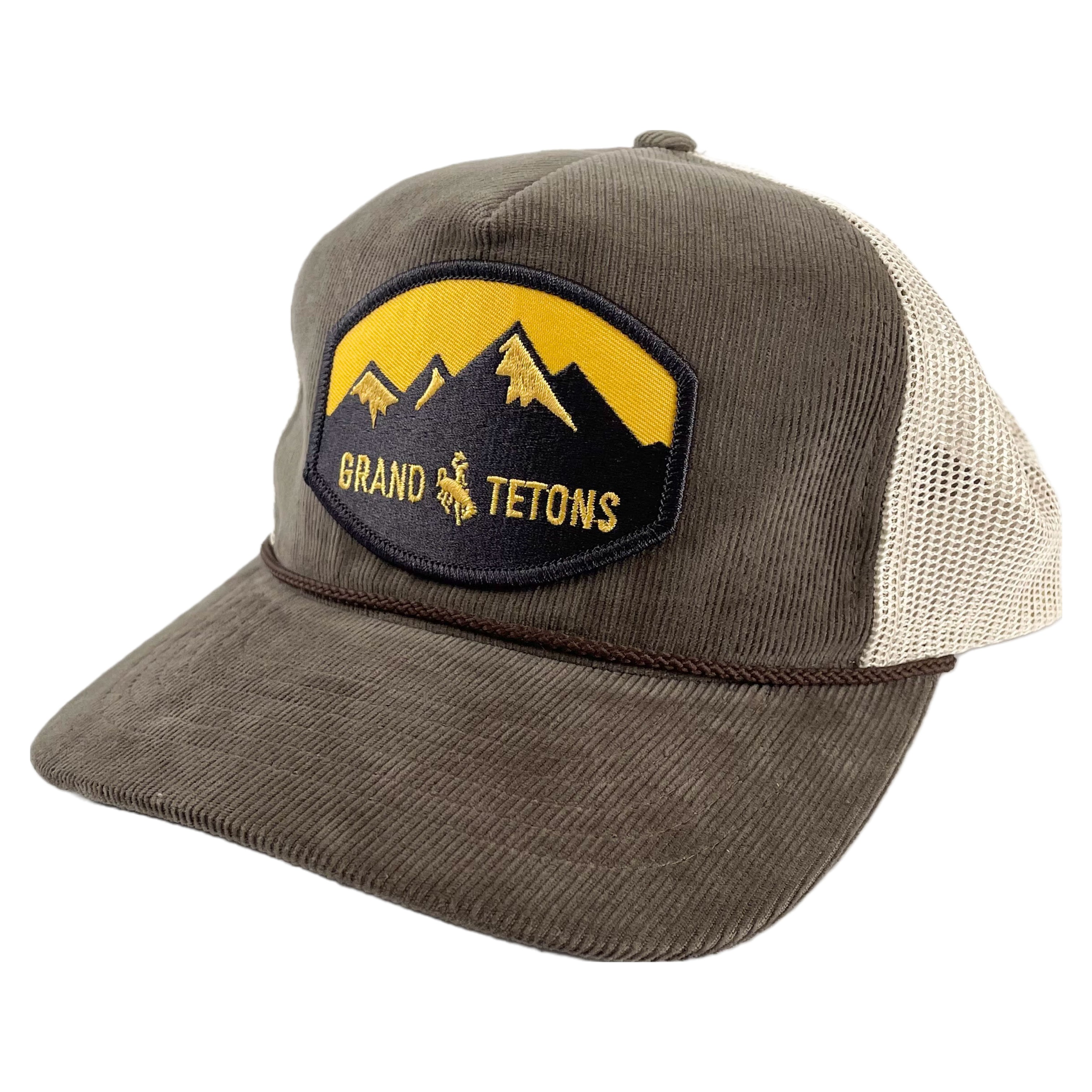 Trucker Hat Leather Patch: Outdoorsy Bison - Wyo Dirt Customs Heather Grey/Black