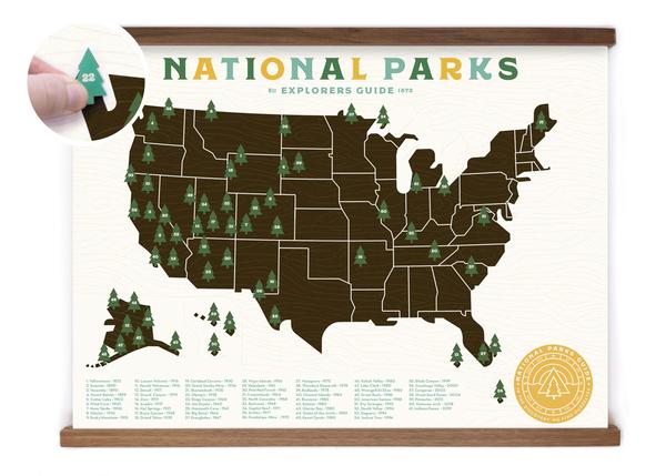 national parks map checklist print made