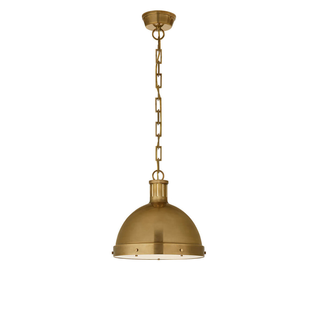 Hicks Large Pendant in Hand-Rubbed Antique Brass with White Glass -  Carolina Furniture