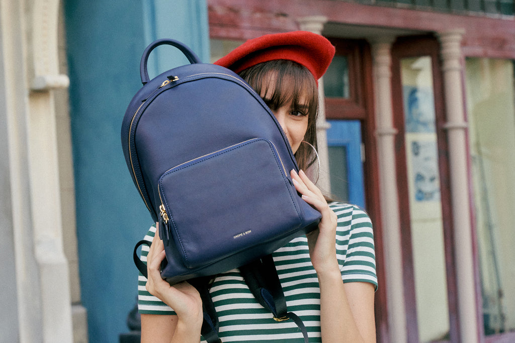 Athos Medium Backpack (Leather)_Blue Personality Paris French Style