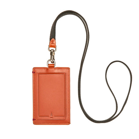 Book Slim Leather ID Card Holder Lanyard