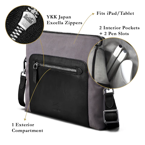 Musketeer Aramis Two Tone Crossbody Sling iPad Tablet Clutch Folio