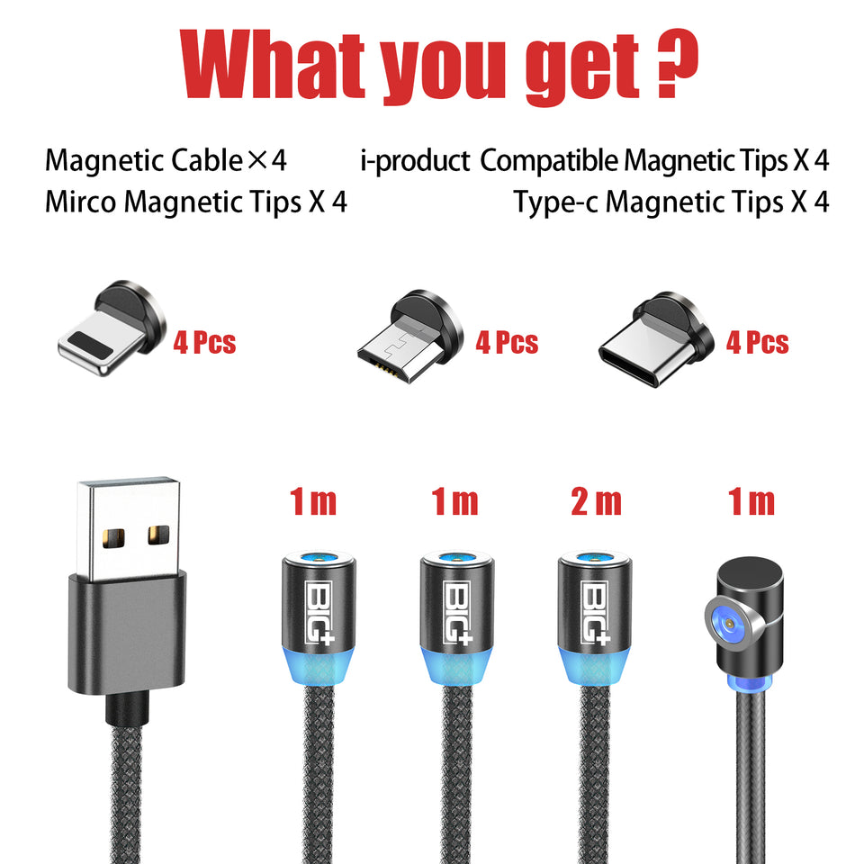 BIG+ Magnetic Phone Charging Cable Black 4 Pack – The Big Plus Store