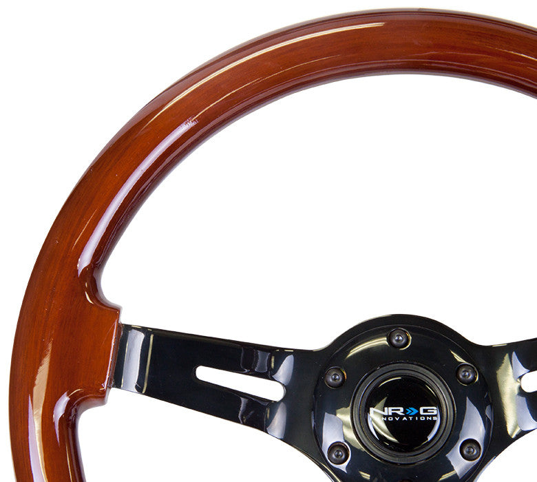 Nrg Rst 018br Bk 350mm Classic Dark Wood Grain Wheel 3 Deep Black