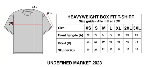 Size guide - Heavyweight box fit t-shirt - Undefined Market