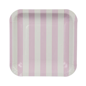 Small Square Pale Pink with White Stripe