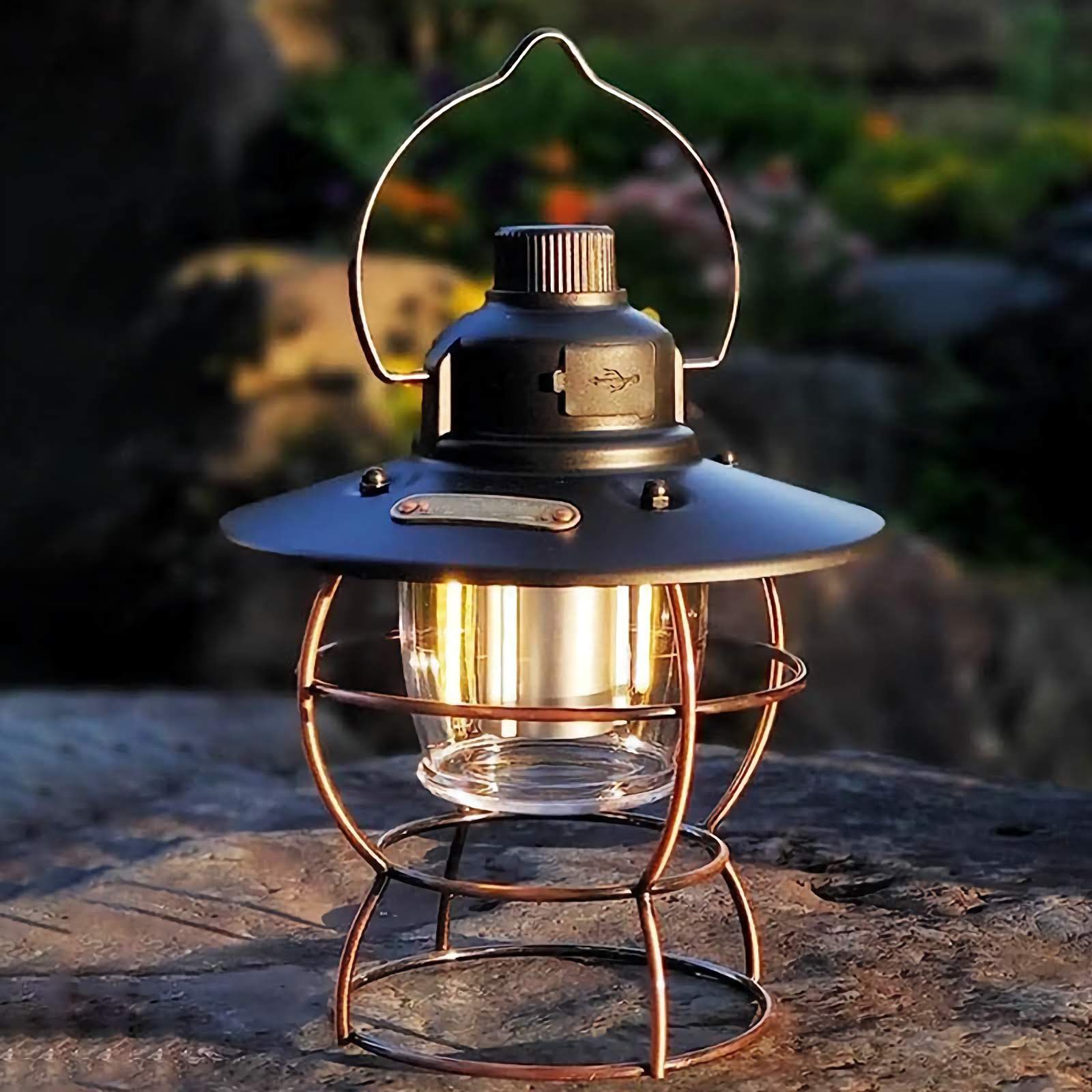 Lepro Vintage LED Camping Lantern, Rechargeable Camping Railroad Lantern, Retro Style, Classic Tabletop Lantern Decor with di