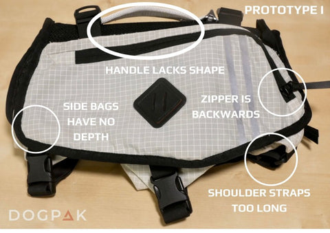 First prototype for DOGPAK Moab Lite dog backpack