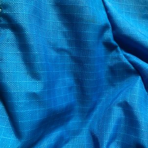 Blue Ripstop nylon fabric on a wingsuit
