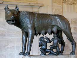 A statue of the she-wolf guarding Romulus and Remus
