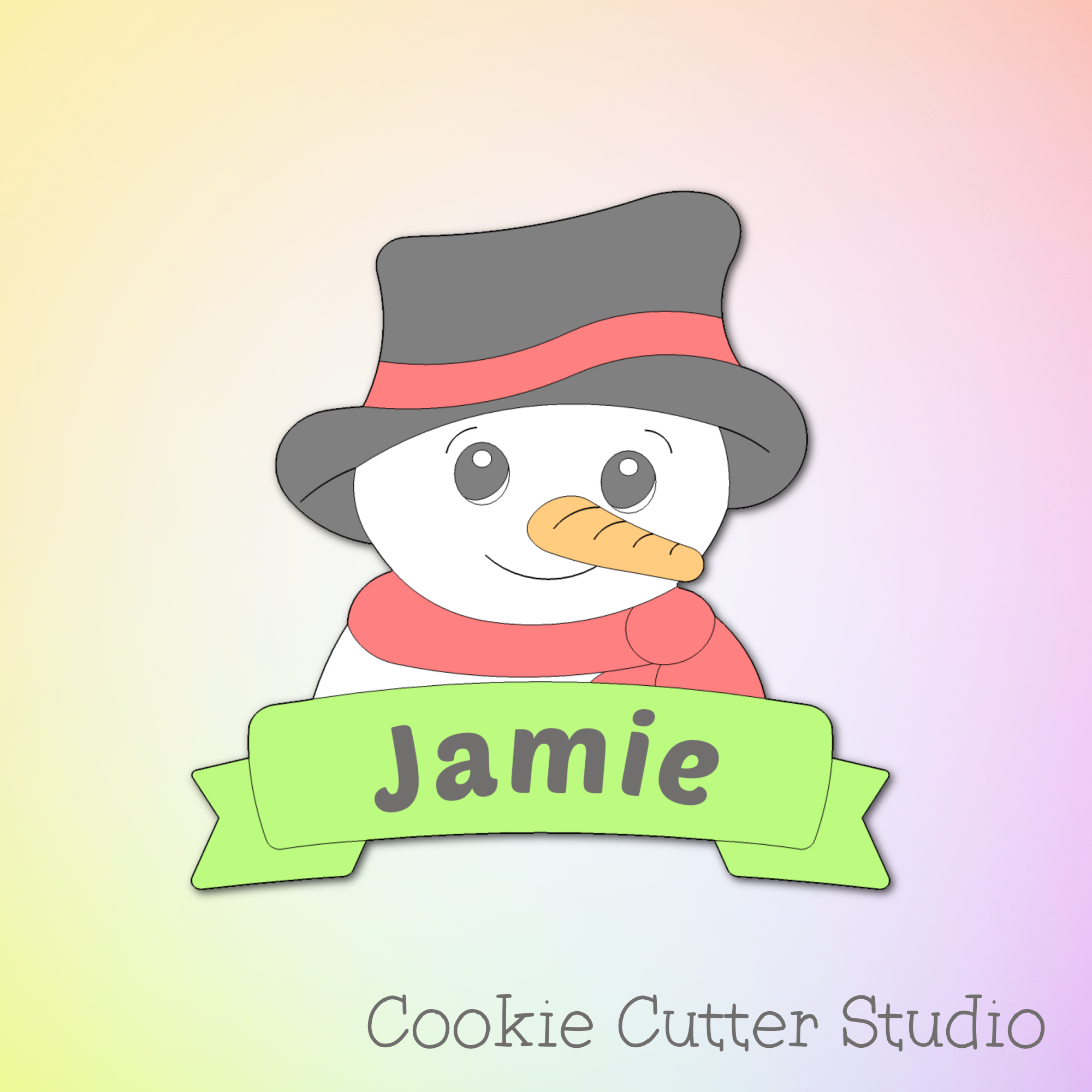 Snowman with Banner Cookie Cutter, Christmas Cookie Cutters