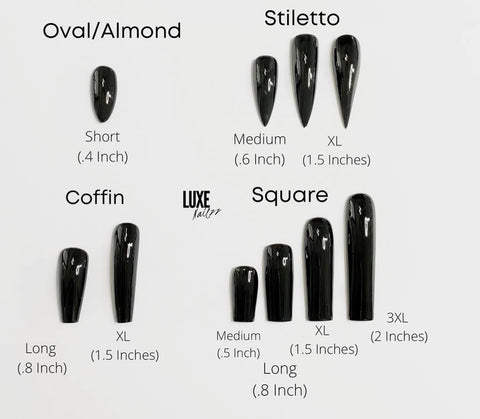 Press on sale nails size chart