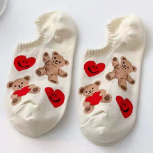 Load image into Gallery viewer, Socks ladies socks Korean cartoon small bear spring summer thin section cute Japanese cotton ship socks silicone invisible socks
