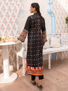 2PC Printed Lawn Suit | Patterned Black | RB-1