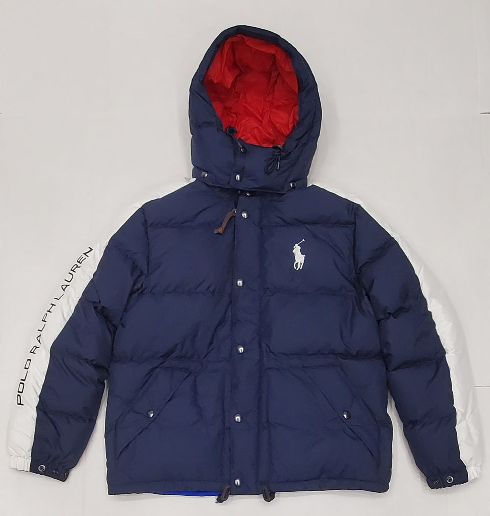 Nwt Polo Ralph Lauren Navy/White Spellout Big Pony Down Jacket | Unique  Style