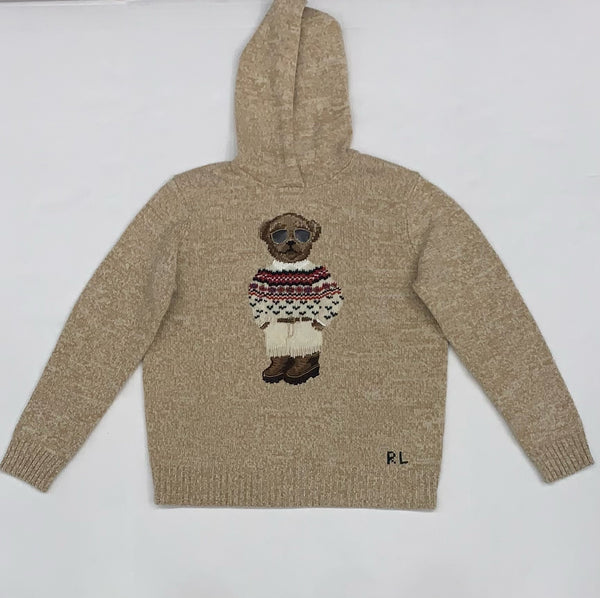 Nwt Polo Ralph Lauren Women's Beig Sunglass Teddy Bear Hoodie Sweater |  Unique Style
