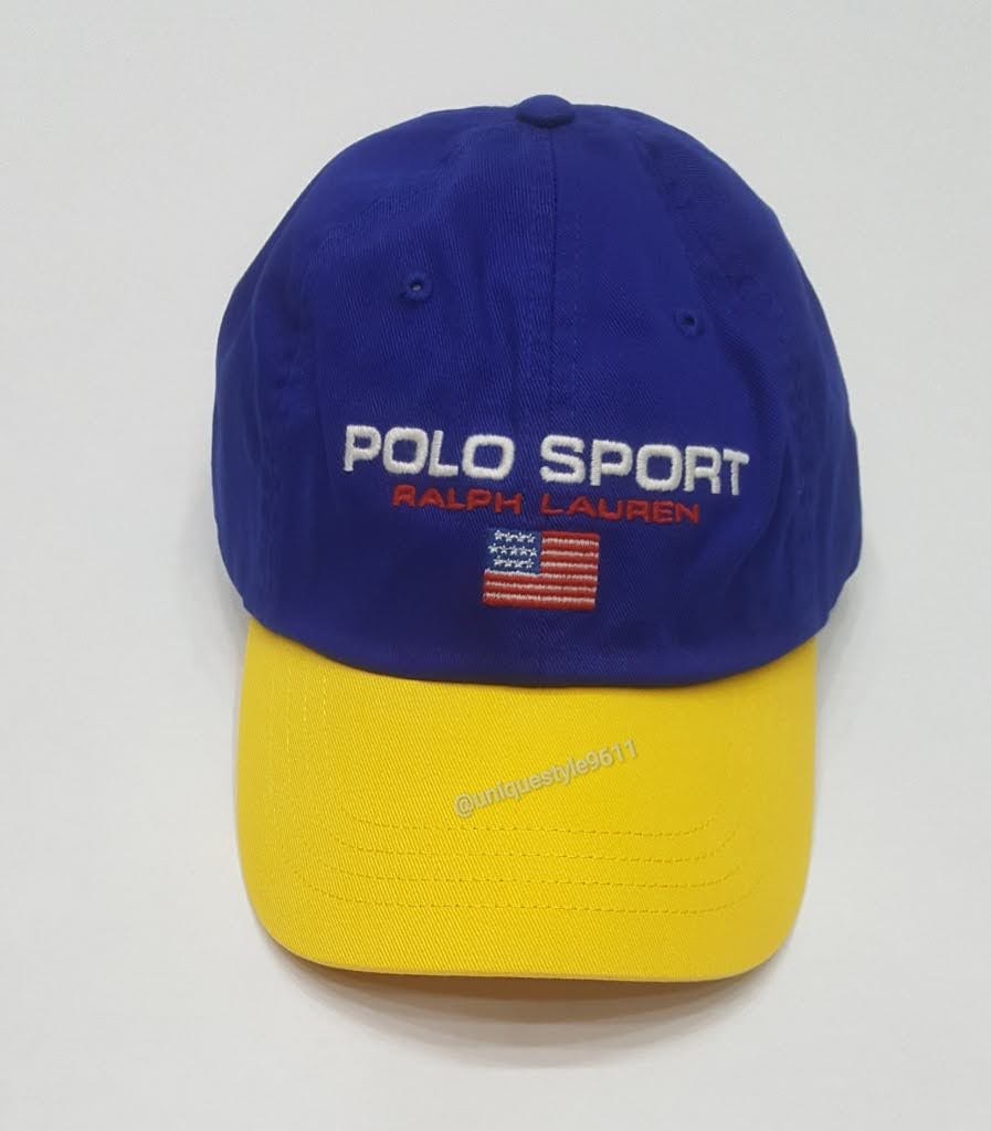 Nwt Polo Ralph Lauren Royal/Yellow Polo Sport Adjustable Strap Back Hat |  Unique Style