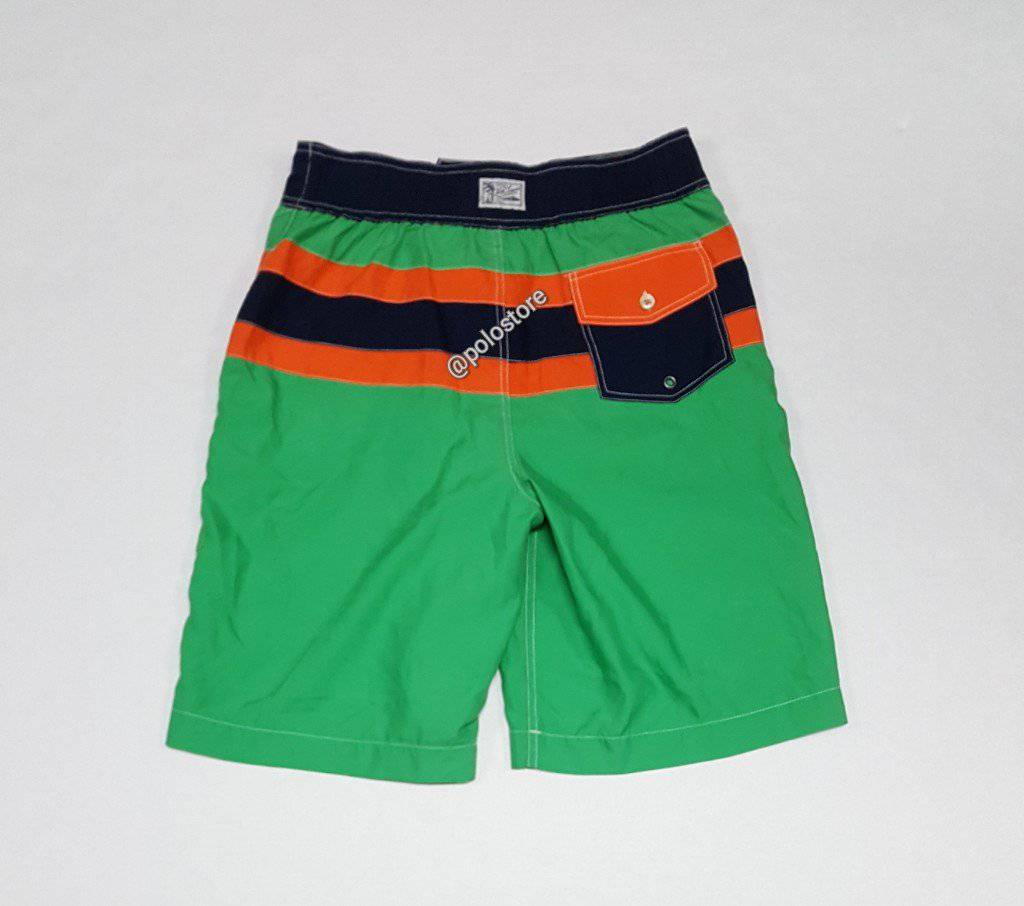 Kids Polo Ralph Lauren Green with Orange Big Pony Swimshorts (8-20 ...