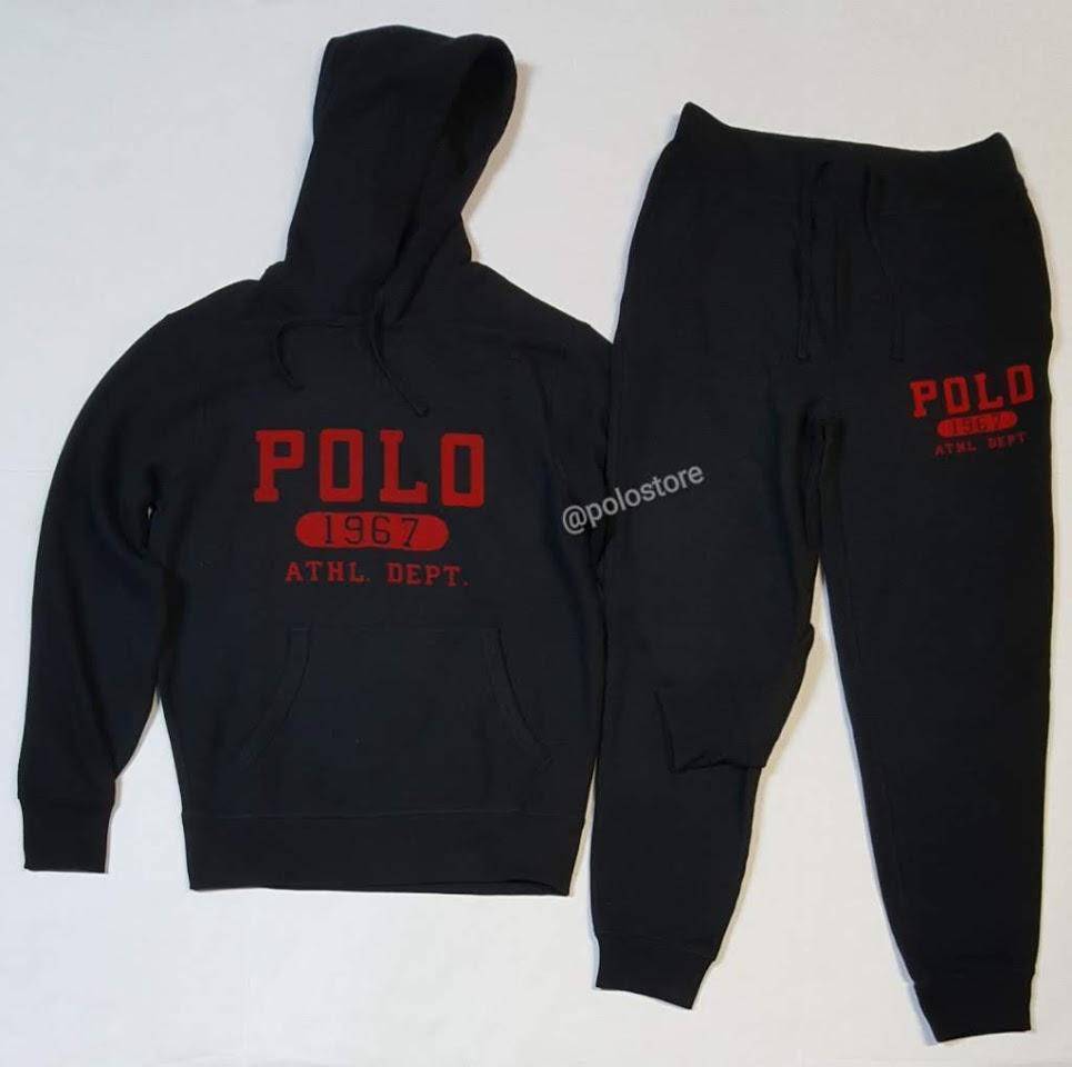 Nwt Polo Ralph Lauren Black/Red Athl. Dept 1967 Hoodie with Black Athl ...