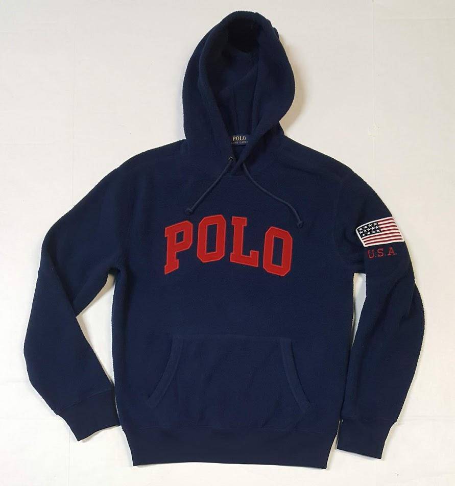 Nwt Polo Ralph Lauren Navy Polo Usa Patch Fleece Hoodie | Unique Style